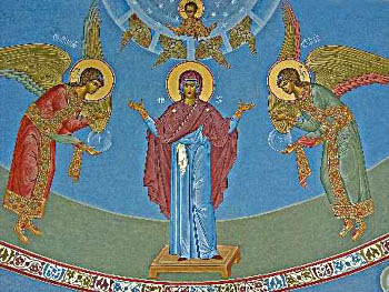 Mère de Dieu avec les Archanges Michel et Gabriel